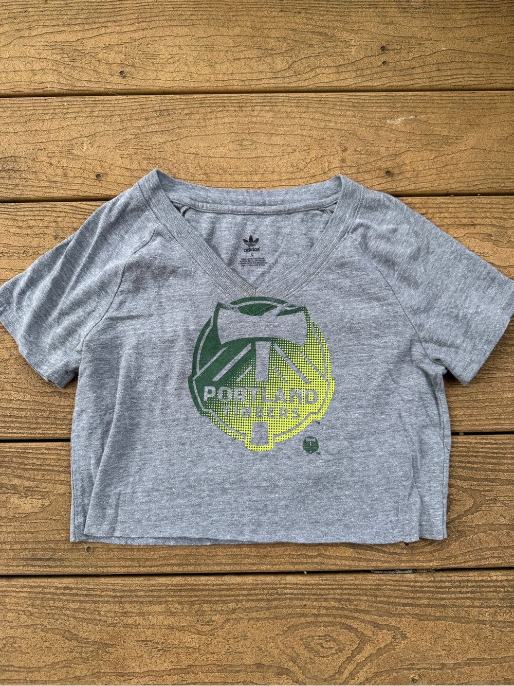 Adidas Portland Timbers Gray V-Neck Logo Tee